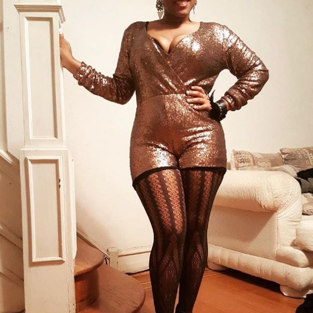 Rose Gold sequined romper